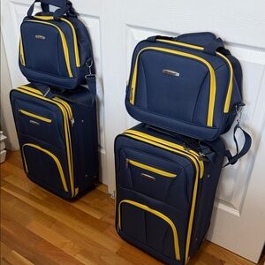 Stylish Navy and Yellow Travel Bag Set